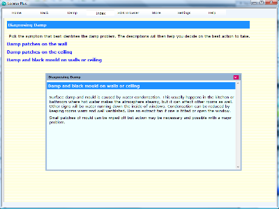 Screenshot of reporting a damp problem in Locator Plus
